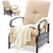 AECOJOY Adjustable Patio Reclining Lounge Chair with Strong Extendable Metal Frame and Comfortable Cushions-Beige