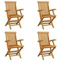 Dcenta 4 Piece Folding Garden Chairs with Armrest Teak Wood Outdoor Dining Chair Wooden Armchair for Patio Balcony Terrace Backyard Furniture 21.7 x 23.6 x 35 Inches (W x D x H)