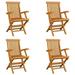 Dcenta 4 Piece Folding Garden Chairs with Armrest Teak Wood Outdoor Dining Chair Wooden Armchair for Patio Balcony Terrace Backyard Furniture 21.7 x 23.6 x 35 Inches (W x D x H)