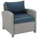 Afuera Living Transitional Wicker / Rattan Outdoor Armchair in Navy/Gray