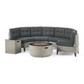 Noble House Baltaire Outdoor Round 4-Seater Wicker Sectional Set with Fire Pit
