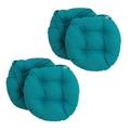 Blazing Needles 16 in. Spun Polyester Solid Outdoor Round Tufted Chair Cushions Aqua Blue - Set of 4