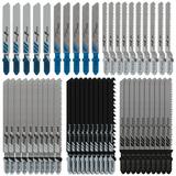 Rnlawks 10/50pcs Jig Saw Blade Set Carbon Steel Assorted Saw Blades with T-shank Fast Cut Down Jigsaw Blade Wood Thin Metal Cutting Tool for DEWALT Bosch Hitachi Makita Milwaukee Metabo