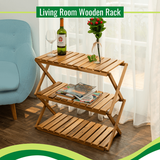 3 Tiers Wooden Plants Stand Foldable Shoe Rack Multipurpose Shelf Perfect Idea for Living Room Hallway Bathroom