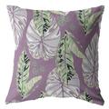 HomeRoots 412637 18 in. Tropical Leaf Indoor & Outdoor Throw Pillow Light Green White & Purple