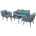 4-Piece Caicos Outdoor Patio Conversation Set with Cushions