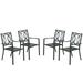 Outdoor Dining Chairs with Arms Steel Slat Seat Stacking Garden Chair 4 pieces