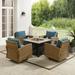 Bradenton 5Pc Swivel Rocker Conversation Set W/Fire Table Navy/Weathered Brown - Tucson Fire Table & 4 Swivel Rockers