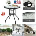 Goorabbit Outdoor Dining Table Patio Round Dining Table 32 Tempered Glass Outdoor Deck Garden Pool Furniture Black