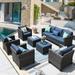 Ovios 7 Pieces Modern Outdoor Patio Furniture All Weather Wicker Conversation Set with Sectional Couch and Ottoman for Backyard