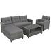 Patiojoy 4PCS Patio Rattan Furniture Set Outdoor Wicker Sofa Loveseat Set w/Extra Cushion Gray