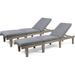 Noble House Ariana Acacia Wood Chaise Lounge Grey/Dark Grey Cushion (Set of 2)