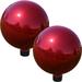Sunnydaze Glass Gazing Globe Ball with Mirrored Finish - Red - 10 - Set of 2