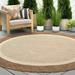 6ft Round Water Resistant Indoor Outdoor Rugs for Patios Front Door Entry Entryway Deck Porch Balcony | Outside Area Rug for Patio | Brown Solid Border | Size: 5 3 Round