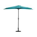 WestinTrends Lanai 9 Ft Outdoor Patio Half Umbrella with Base Include Small Grill Deck Porch Balcony Shade Umbrella with Crank 20 Lbs Half Round Base Turquoise