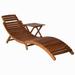 Anself Folding Sun Lounger with Side Table Set Acacia Wood Outdoor Chaise Lounge Chair for Poolside Beach Deck Backyard Balcony Garden Patio