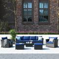 Ovios 9 Pieces Patio Furniture Set PE Rattan Outdoor Furniture Sofa Set Wicker Patio Conversation Set with Cushions Coffee Table & Waterproof Cover No Assembly Required