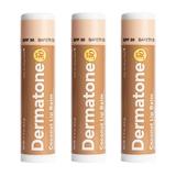 Dermatone Lip Balm SPF 30 | Long Lasting Protection | Moisturizing | Formulated to Soothe & Replenish (Coconut Lip Balm 0.15 Oz Pack of 3)