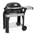 Weber Pulse 200 Electric Grill Rolling Cart with Foldable Side Table Black