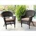 Jeco Wicker Chair with Brown Cushion - Set of 2-Finish:Espresso Top Back Pattern:Covered