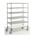 24 Deep x 30 Wide x 92 High 1200 lb Capacity Mobile Unit with 5 Wire Shelves and 1 Solid Shelf