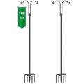 108 Inch Double Shepherds Hooks for Outdoor Bird Feeder Pole with 5 Prongs Base Adjustable Heavy Duty Garden Pole Stand Hange for Hanging Plant Hummingbird Feeder Solar Lights Weddings Decor(2 Pack)