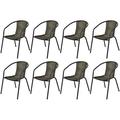 Gymax 8PCS Patio Rattan Dining Chair Outdoor Stackable Armchair Yard Garden Black