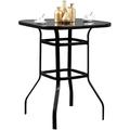 Calla Metal Finished Patio Solid Glass Bar Dining Table For Outdoor Use