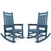 SERWALL Outdoor HDPE Plastic Rocking Chair Set 2 Pieces Rockers Blue