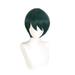 Unique Bargains Human Hair Wigs for Women Lady 12 Dark Green Wigs with Wig Cap