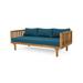 GDF Studio Bordeaux Outdoor Acacia Wood 3 Seater Daybed with Cushions Teak and Dark Teal