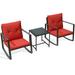 Caelan 3-Piece Patio Furniture Set -2 Strong Chairs With a Up To Date Glass Table - Red