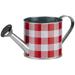 Decorative Farmhouse Plaid Watering Can - 4.75 Diameter 4.5 Tall Red & White Checkered Galvanized Metal Indoor Plant Home Decor Garden Decor Christmas