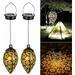 Epicgadget Hanging Solar Lights (2 Pieces) Outdoor Solar Lantern LED Garden Hanging Retro Metal Olive Shape Lamp Waterproof for Garden Landscape Patio Path Porch Backyard Outdoor Hanging Decor