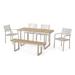 GDF Studio Caney Outdoor Aluminum 6 Piece Dining Set with Bench Natural and Silver