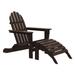 DuroGreen Folding Adirondack Chair With Ottoman Made With All-Weather Tangentwood Oversized High End Patio Furniture for Porch Lawn Deck or Fire Pit No Maintenance USA Made Chocolate