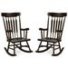 Costway Set of 2 Wood Rocking Chair Glossy Finish Coffe