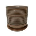 Ellora Ceramic Planter with Attached Saucer - Taupe - 4.5 x 4.25