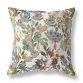 HomeRoots 411402 20 in. Florals Indoor & Outdoor Zippered Throw Pillow Green & Beige