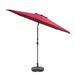 CorLiving 10 Foot Wind Resistant Patio Umbrella Outdoor Parasol with Crank Tilt Round Market Umbrella with Base for Patio Umbrella with Crank Tilt Umbrella Outdoor Umbrella Wine Red