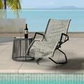 Camping Rocking Chair Outdoor Folding Lounge Chaise Chair Portable Beach Chair with Armrests Folding Lounge Chair Patio Reclining Lounge Chair for Pool Garden Lawn Deck D7847