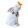 Garden Statue Bunny Figurine Vivid Flying Butterfly Rabbit with Solar Color Changing LED Lights for Outdoor Indoor Fall Decoration