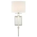 Steel 1 Light Crystal Accent Wall Sconce with Traditional Style with White Silk Shade-20 inches H X 8 inches W-Polished Nickel Finish Bailey Street