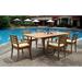 Teak Dining Set:6 Seater 7 Pc - 94 Rectangle Table And 6 Travota Stacking Arm Chairs Outdoor Patio Grade-A Teak Wood WholesaleTeak #WMDSTV5