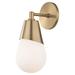 1 Light Contemporary Metal Orb Wall Sconce with White Glass-11.75 inches H By 5 inches W-Aged Brass Finish Bailey Street Home 735-Bel-2692827