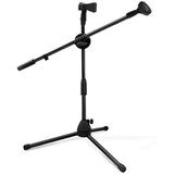 Microphone Stand Boom Arm for Singing 360 Rotating Dual Holder Clip with Foldable Tripod 5 Core