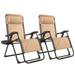 Beige 2PC Zero Gravity Chair Oversize Lounge Patio Heavy Duty Folding Recliner