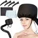 BUZIFU Bonnet Hair Dryer Attachment Black Hair Drying Cap Hand Free Adjustable Bonnet Hood Dryer Attachment with Light Blue Hair Towel and 4 Black Hair Clips for Hair Treatments Deep Condition