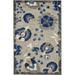 HomeRoots 384856 3 x 4 ft. Natural & Blue Indoor & Outdoor Area Rug