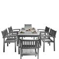 Renaissance Outdoor Patio Hand-scraped Wood 7-piece Dining Set with Stacking Chairs